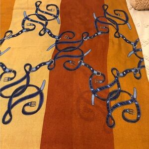 Elegant Blue and Brown Scarf